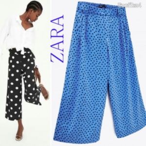 NWT Zara Wide leg Pants Parachute Trousers Pockets Belt loops Darted Pull-on M